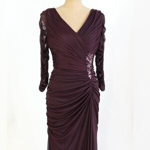 Adrianna Papel eggplant purple evening dress, mother of bride